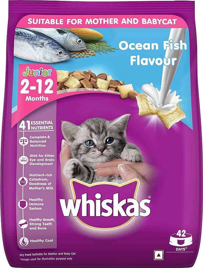 Whiskas Kitten Dry Cat Food, Ocean Fish with Milk, 3kg